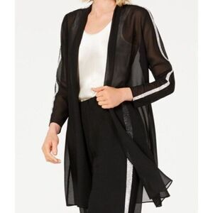 28th & Park Womens Size Large Black Embellished Sheer Open Cardigan Evening Top